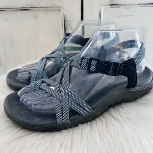 Skechers Blue Strappy Rope Canvas Outdoor Hiking Sporty Sandals - Womens Size 7